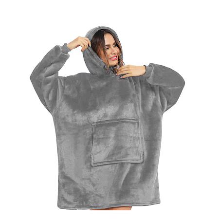 Pătură cu mâneci și glugă, tip hanorac, fleece plușat
