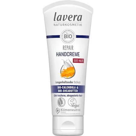 Cremă de mâini reparatoare cu gălbenele bio și unt de shea bio, Lavera
