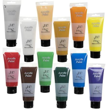Set de culori acrilice pentru pictură, 12 bucăți, 100 ml, Maaleo