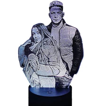 Lampă LED 3D personalizată cu poză, multicoloră, 20 × 14 × 9 cm