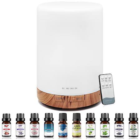 Difuzor de aromaterapie cu LED în 7 culori și telecomandă, 300 ml
