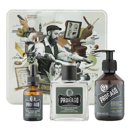 Set de îngrijire pentru barbă Proraso Cypress & Vetiver, cu șampon, ulei și balsam